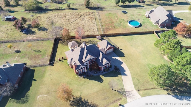 drone / aerial view with a rural view