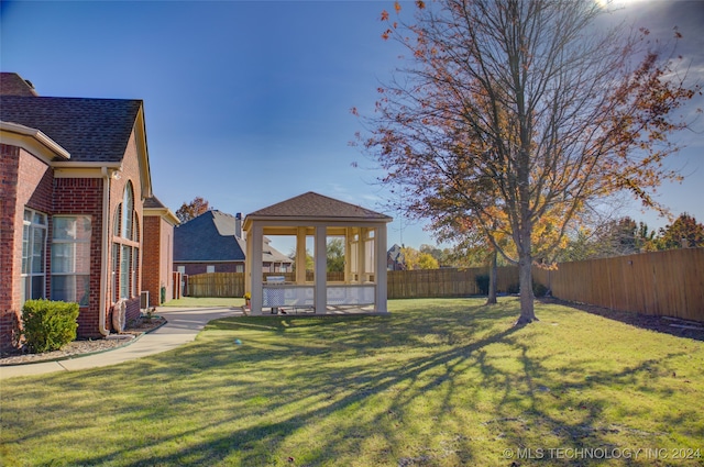 view of yard with a gazebo