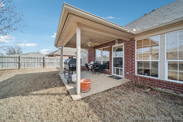 view of patio / terrace featuring grilling area and ceiling fan