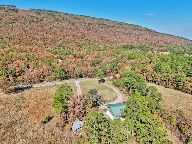 birds eye view of property with a mountain view