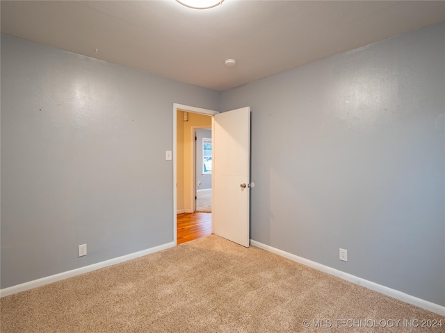 spare room featuring light carpet