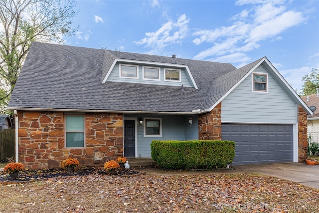 view of front property with a garage