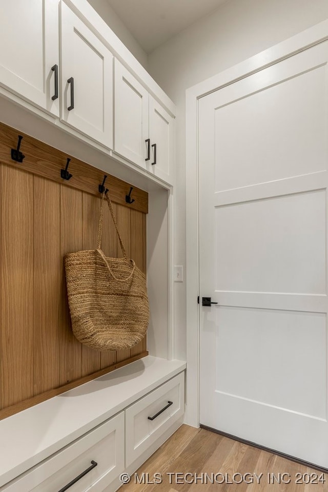 mudroom featuring light hardwood / wood-style flooring