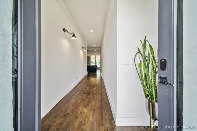 hall featuring dark hardwood / wood-style floors