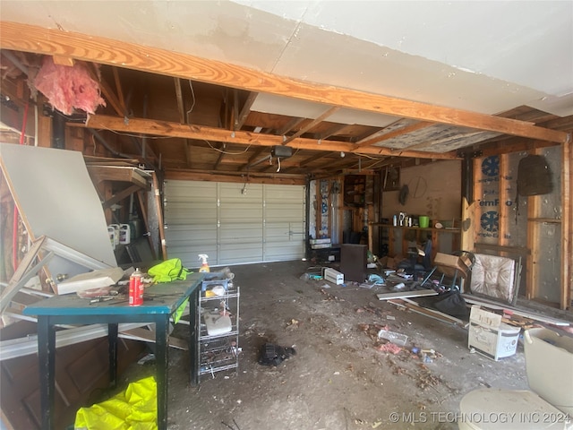 garage with a garage door opener