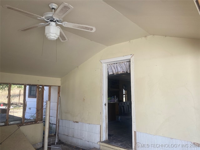 interior space featuring ceiling fan