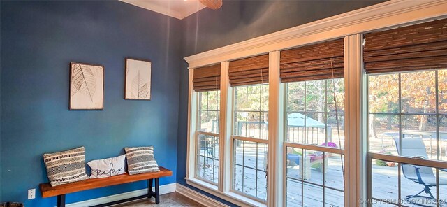 sitting room with ceiling fan