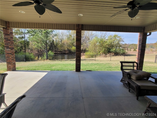 view of patio with ceiling fan