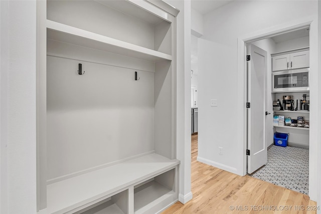 mudroom featuring light wood-type flooring