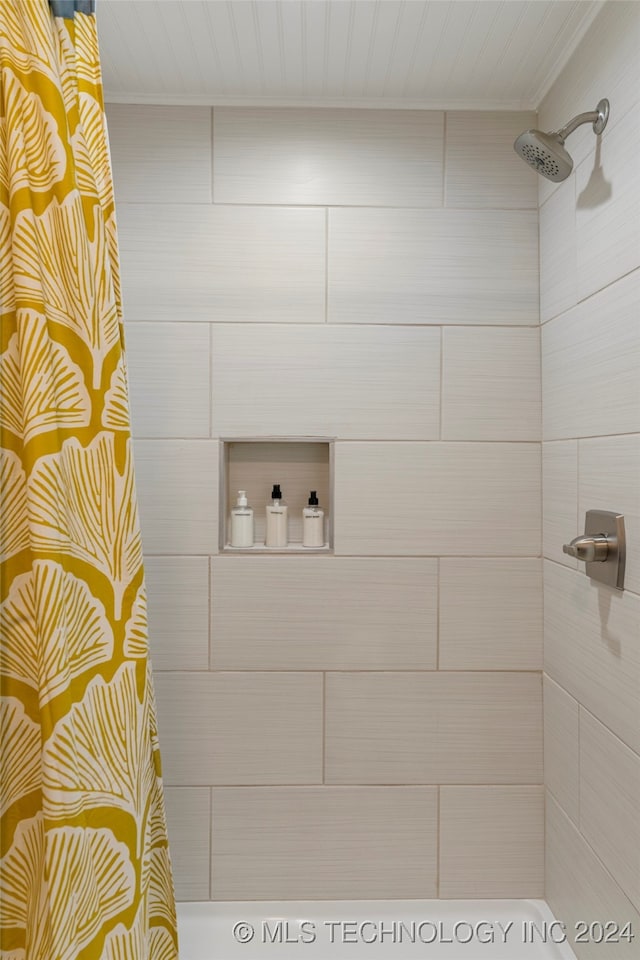 bathroom featuring a shower with curtain