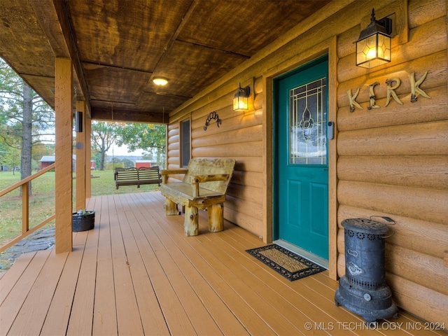 deck featuring a porch