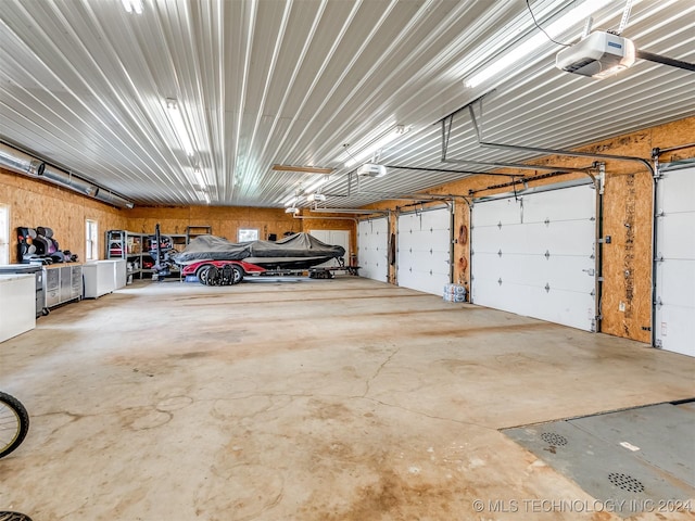 garage with a garage door opener