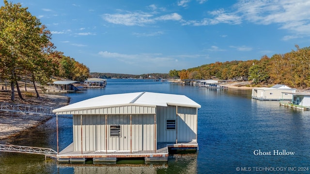 view of dock featuring a water view