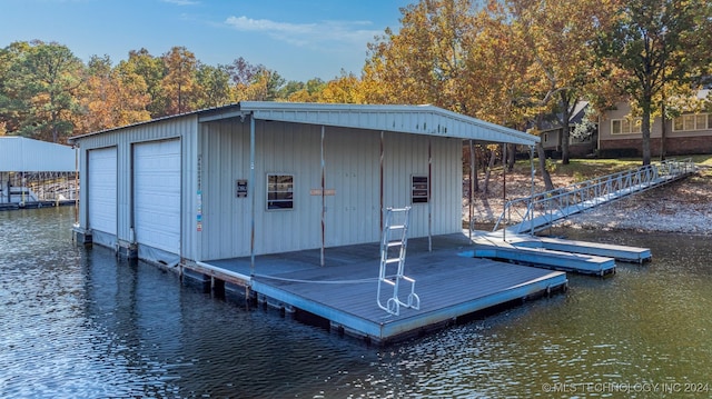 view of dock featuring a water view