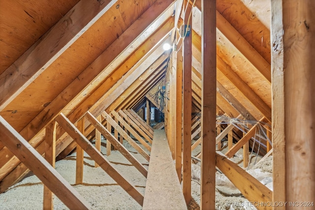 view of unfinished attic