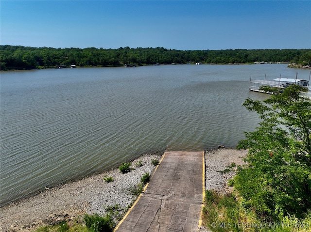 view of water feature featuring a boat dock