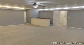 basement featuring carpet flooring