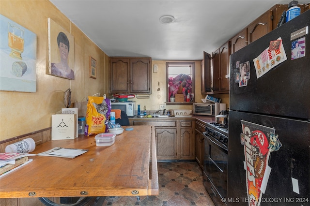 kitchen with black appliances