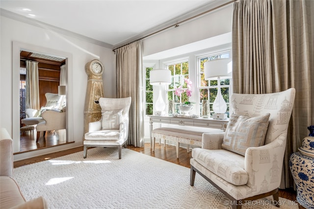 sitting room featuring hardwood / wood-style flooring