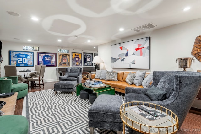 living room with wood-type flooring