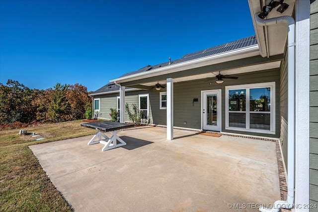 view of patio / terrace featuring ceiling fan