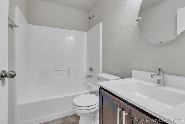 full bathroom featuring vanity, toilet, and tub / shower combination