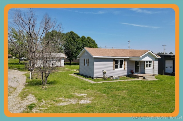 ranch-style house with a front lawn