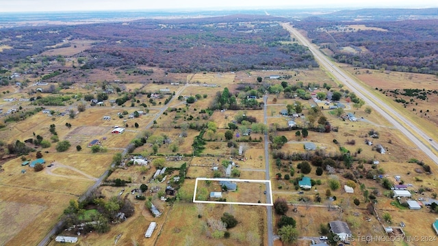 aerial view featuring a rural view