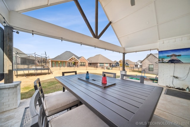 view of patio / terrace featuring a trampoline