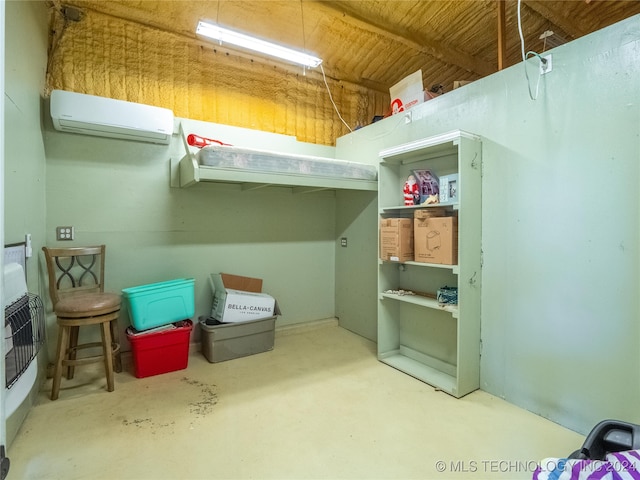 storage featuring heating unit and a wall mounted AC