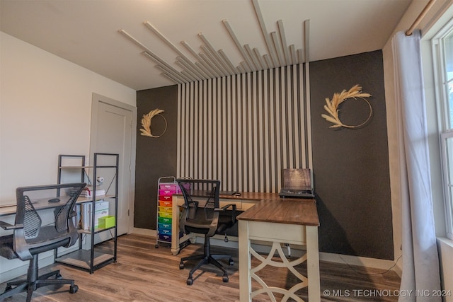 home office featuring wood-type flooring