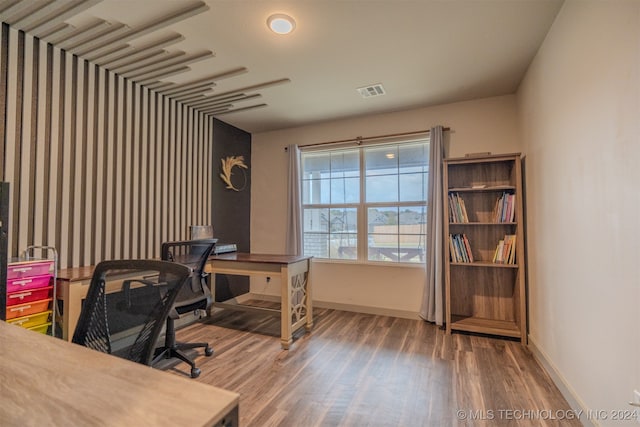 office featuring hardwood / wood-style flooring