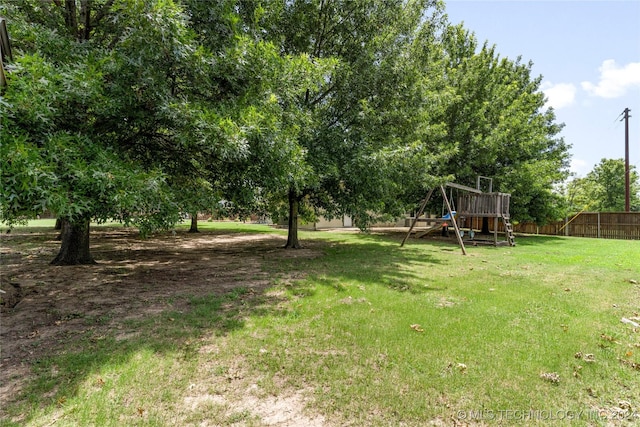 view of yard with a playground