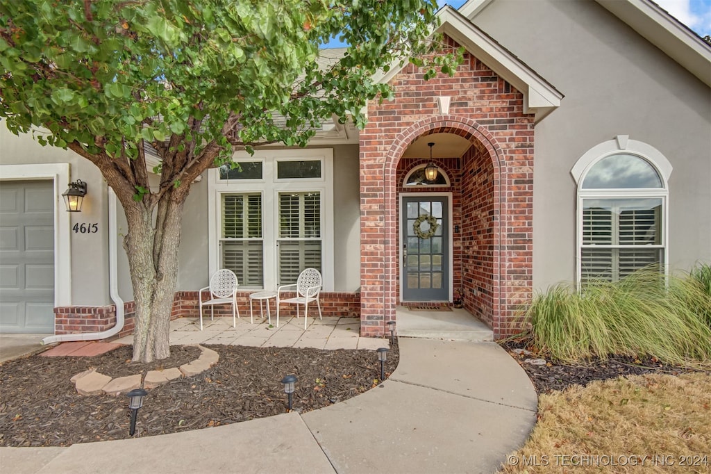 entrance to property with a garage