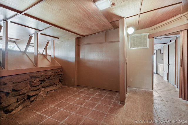 interior space with wood ceiling