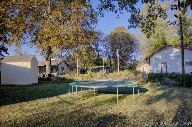 view of yard featuring a trampoline