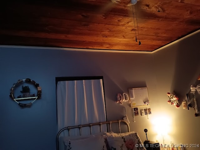 unfurnished bedroom featuring wooden ceiling