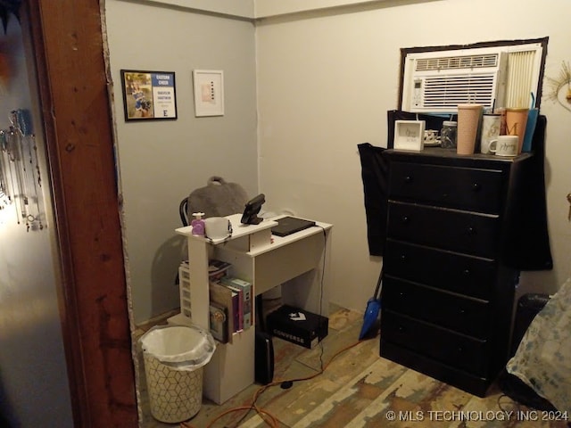 home office with a wall mounted AC