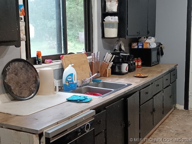 kitchen with black appliances and sink