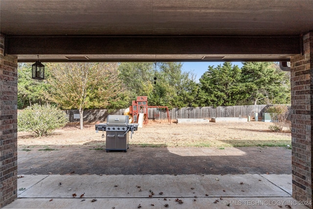 view of patio with area for grilling