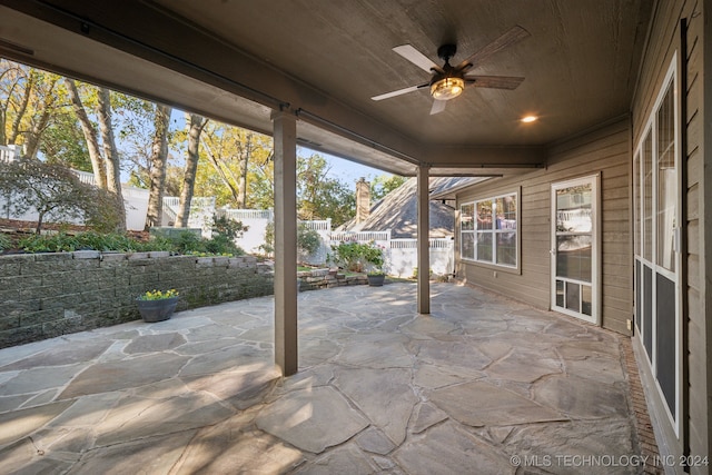 view of patio with ceiling fan