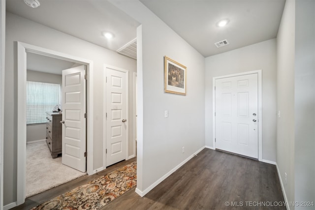 hall featuring dark hardwood / wood-style floors