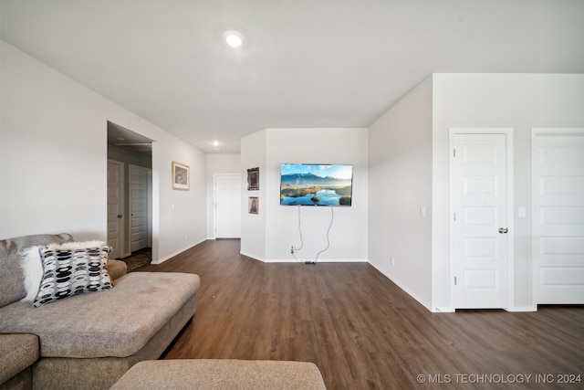 living room featuring dark hardwood / wood-style floors