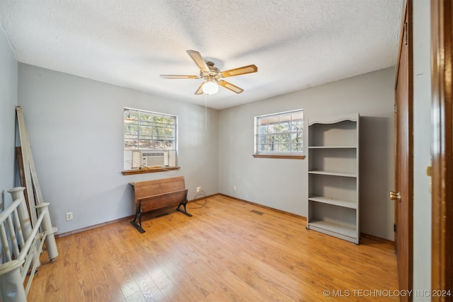 interior space with a healthy amount of sunlight, light wood-type flooring, and a textured ceiling