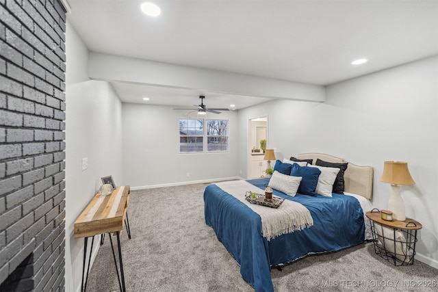 bedroom with carpet flooring and ceiling fan