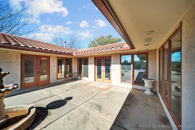 view of patio / terrace featuring french doors