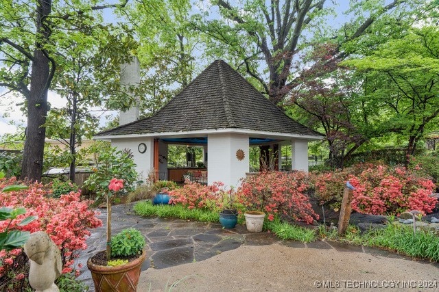 exterior space featuring a gazebo