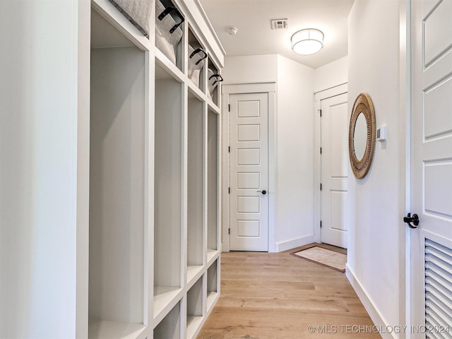 mudroom featuring light wood-type flooring