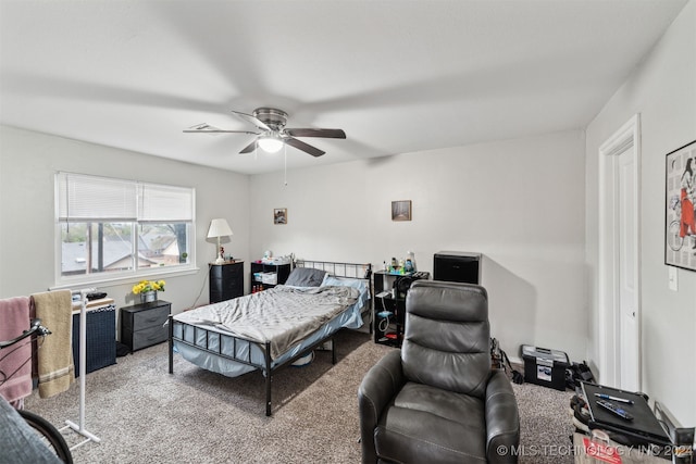 bedroom with carpet and ceiling fan