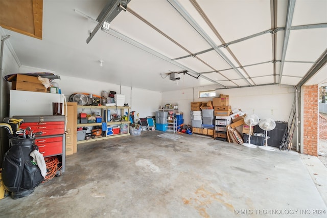 garage with a garage door opener